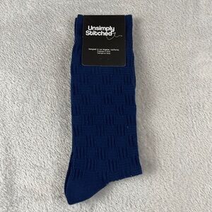 Unsimply Stitched Navy blue Dress Socks 1 Pair Unisex Mens 8-12 Womens 8-13